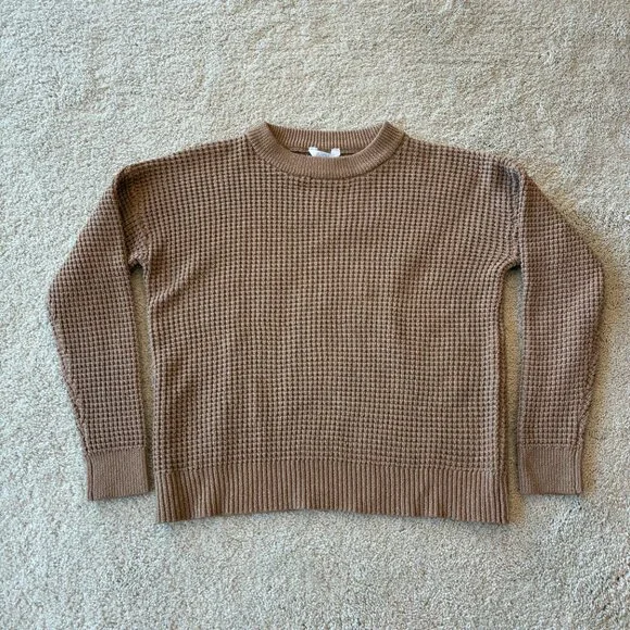 Time and Tru Waffle-Knit Crew Neck Long-Sleeve Sweater - Picture 2 of 8